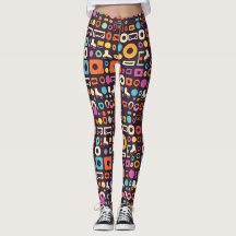 90s amusants Legings Motifs rétro