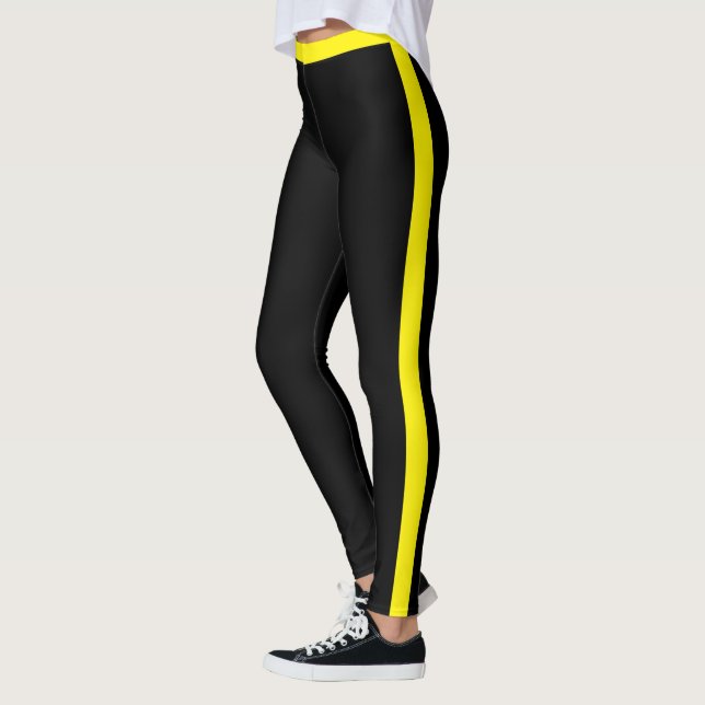 Leggings à bande latérale noire et jaune (Gauche)