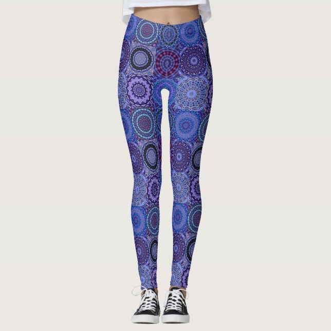 Leggings à courtepointe bleu (Devant)