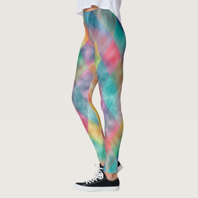 Leggings à damiers Arlequin Pale Arc-en-ciel Nom (Gauche)