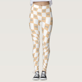 Leggings à damiers beige et gris rétro moderne