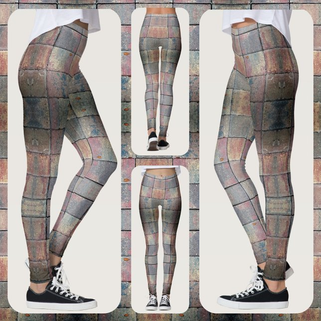 Leggings à damiers brique rouge et gris Grunge chic (Créateur téléchargé)