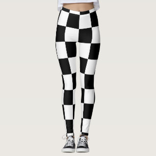 Leggings à damiers carré noir et blanc