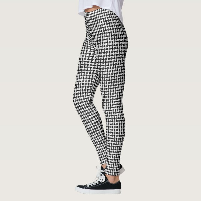 Leggings À damiers Diamant blanc gris noir (Gauche)
