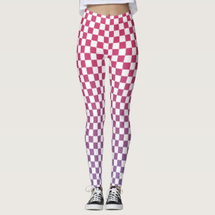 Leggings à damiers Motif de dégradé rose à violet