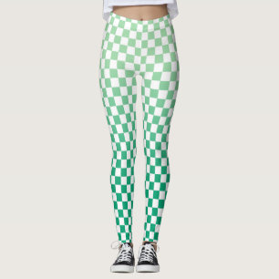 Leggings À damiers Motif de dégradé vert clair à foncé