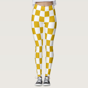 Leggings à damiers moutarde jaune et blanc