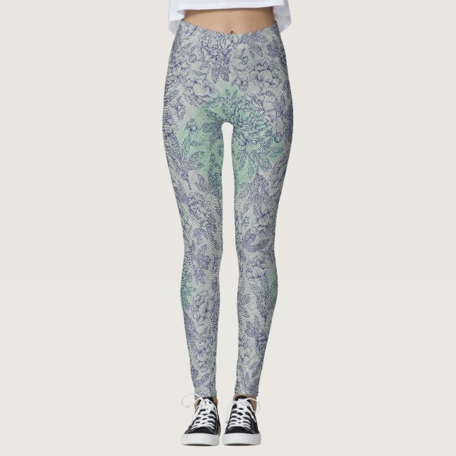 Leggings à damiers petit feu vert motif Offwhite BG (Devant)