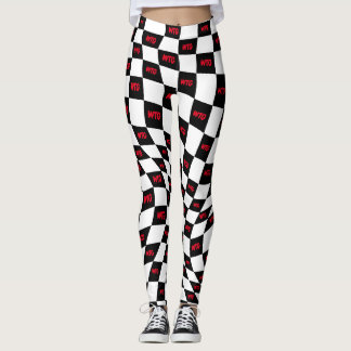 Leggings à damiers rouge noir noir et blanc rétro