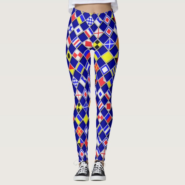 Leggings à damiers Signal Nautique Drapeaux Blues Marine (Devant)