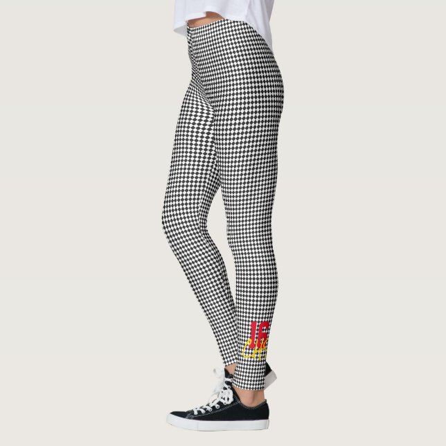 Leggings à damiers Sports Équipe Numéro École Initiales Pla (Gauche)