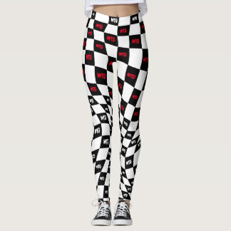 Leggings à damiers vérifications de piste rouge noir et bla