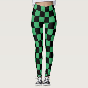Leggings à damiers vert et noir