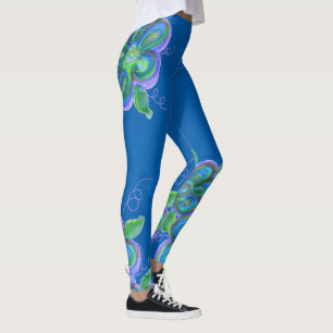 Leggings à fleurs bleues