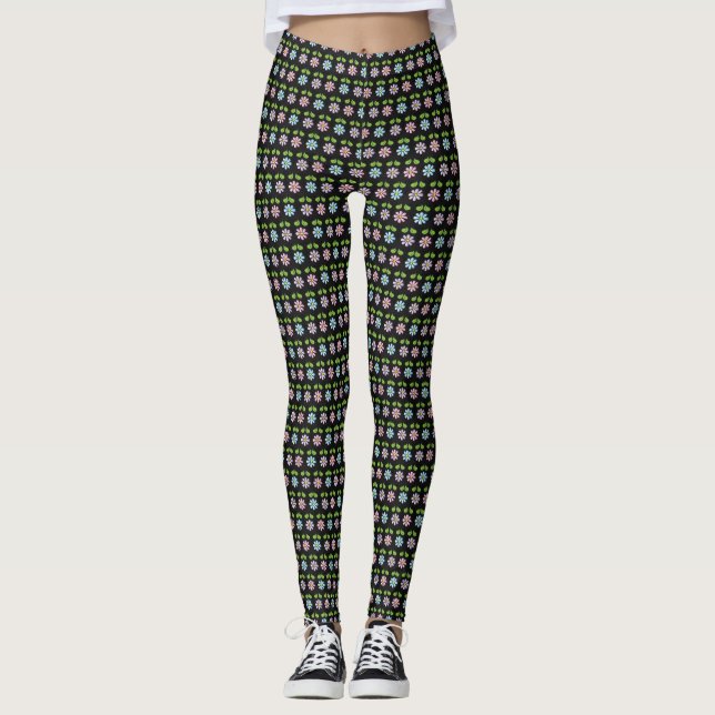 Leggings à fleurs multicolores stylés (Devant)