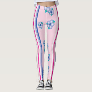 Leggings à fleurs rose