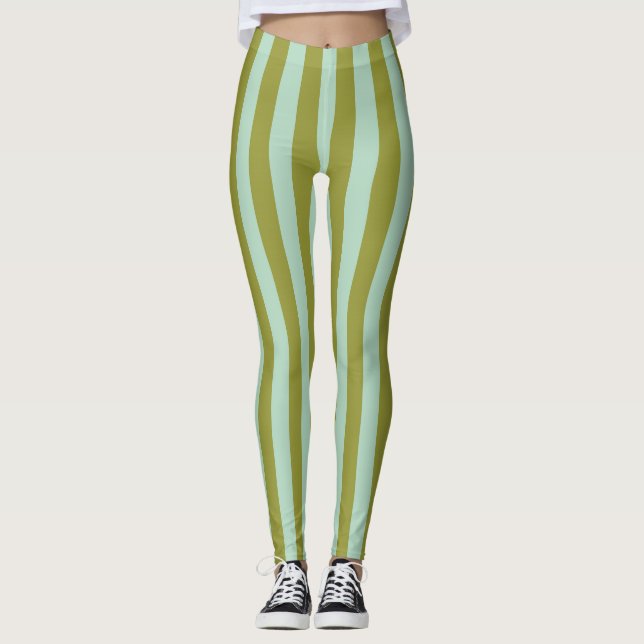 Leggings à grandes rayures de céleri et de menthe (Devant)