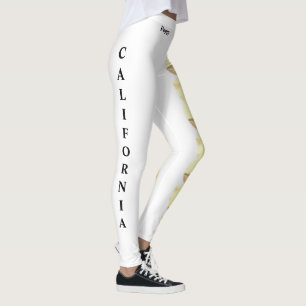 Leggings à la pavot à fleurs de Californie blanche