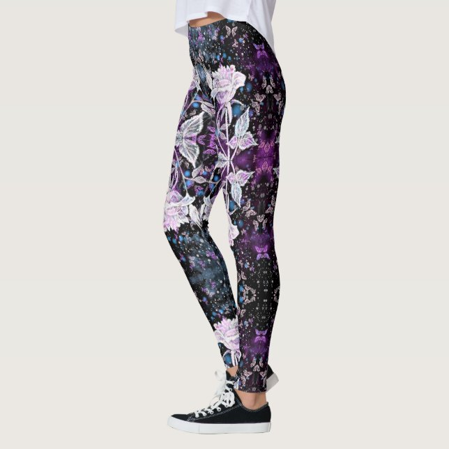 Leggings à la rose blanche et aux papillons (Gauche)