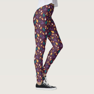 Leggings à motif de feuille de champignon violet é
