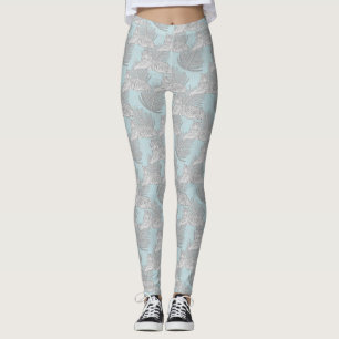 Leggings à motif de tigre de jungle bleu