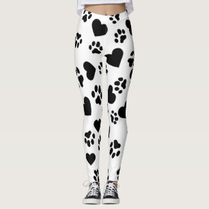 Leggings à motif empreinte de patte de chat noir e