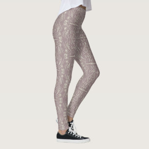 Leggings à motif floral henna mandala rose blush
