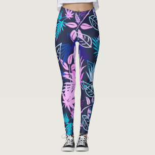 Leggings à motif tropical de feuilles de palmier