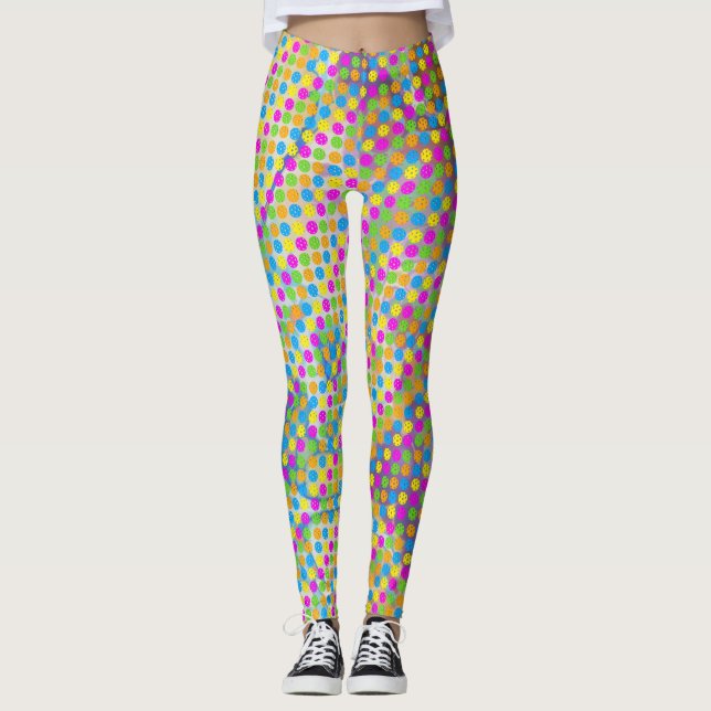 Leggings À petits pois de Pickleball coloré (Devant)