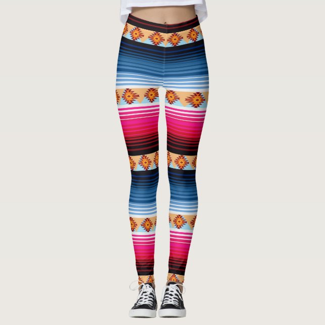 Leggings à rayures de couverture mexicaine traditi (Devant)