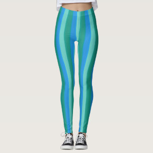 Leggings à rayures Turquoises et turquoise atomiqu