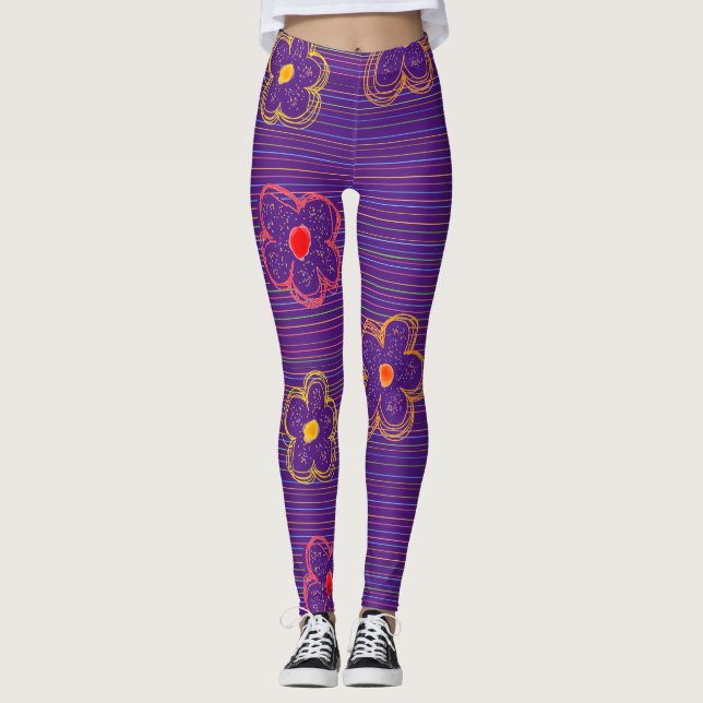 Leggings à rayures violettes (Devant)