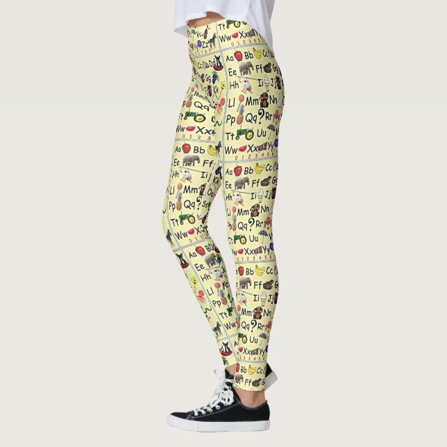 Leggings ABC 123 guêtres préscolaires de professeur de (Gauche)