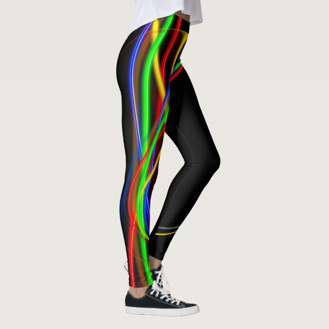 Leggings Abrégé sur au néon lueur de fractale fraîche (Droite)