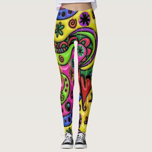 Leggings Abrégé sur peinture d'égoutture de griffonnage de (Devant)