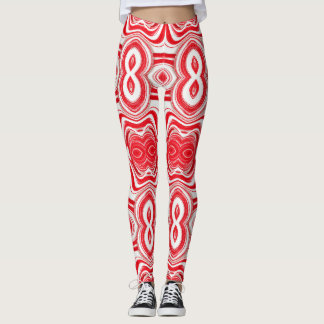 Leggings Abstract Cyber Pattern | Hypnotic Red/White 