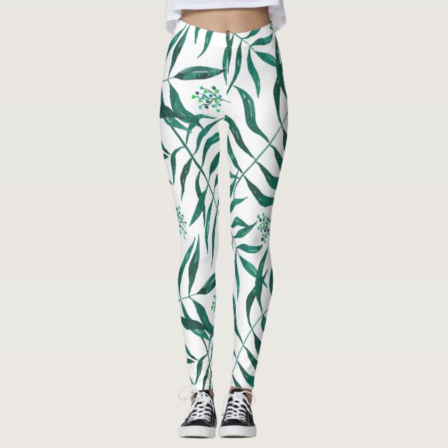 Leggings Abstract Green Foliage (Devant)