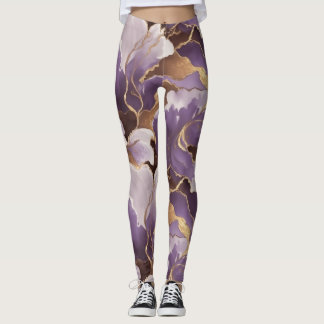 Leggings abstract lavender and gold