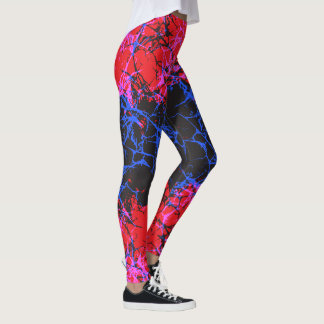 Leggings Abstract Neon Cracked Earth Pattern