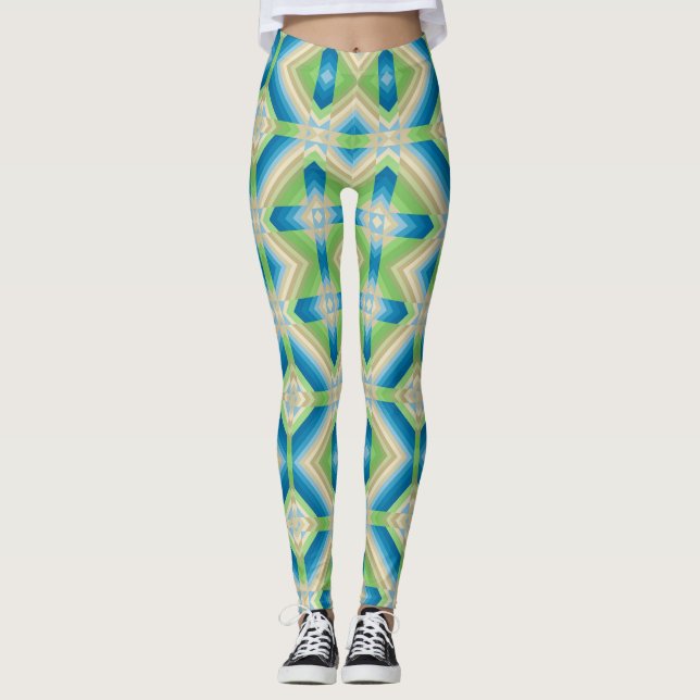 Leggings Abstraction formes géométriques bleu vert elem bla (Devant)