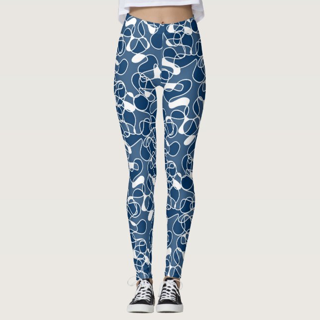Leggings Abstrait 290523 Shibori bleu et blanc (Devant)