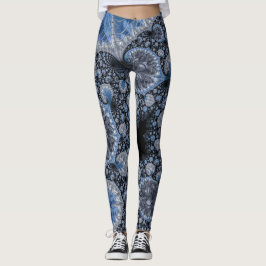 Leggings Abstrait bleu et noir complexe fractal