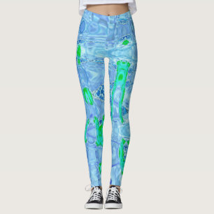 Leggings Abstrait Cosmique Lavande Gris Rétro Ondulations