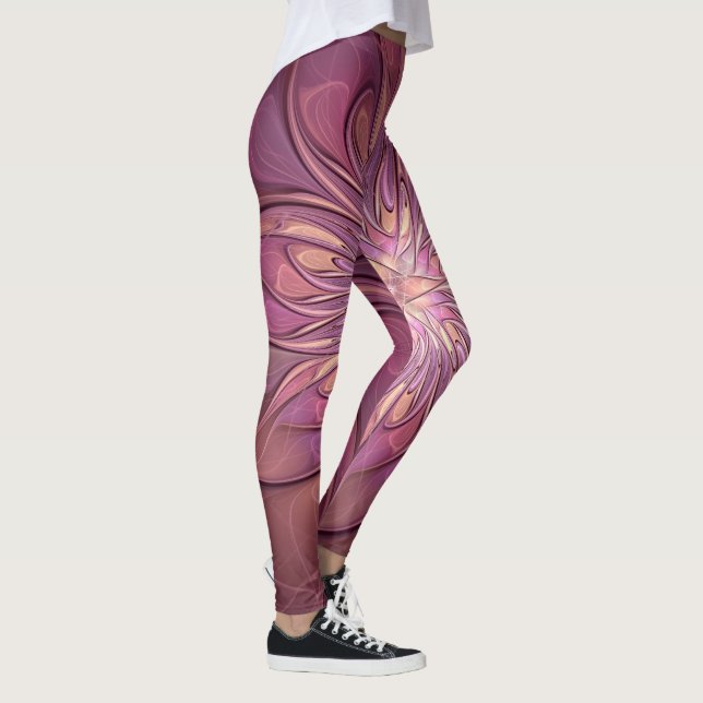 Leggings Abstrait Floral Fractal Art Berry couleurs (Droite)