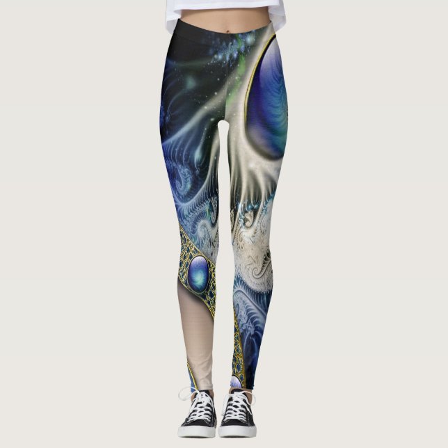 Leggings Abstrait fractal bleu (Devant)