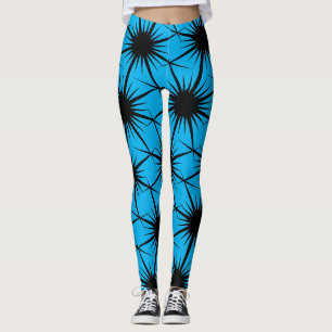 Leggings Abstrait Géométrique Bleu Noir Pricky Cactus Thorn