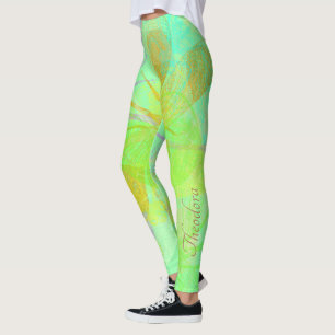 Leggings Abstrait Gold Dragonfly Blue Pastel