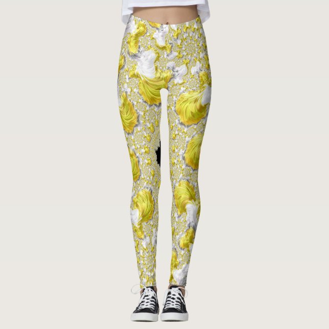 Leggings Abstrait jaune doré symétrique fractal (Devant)