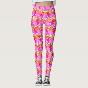 Leggings Abstrait Moderne Féminin Rayons Dégradés Rose Feu 