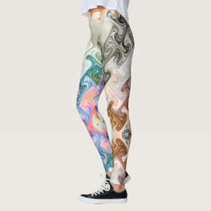 Leggings abstrait moderne H, i lettres coloré effet tourbi